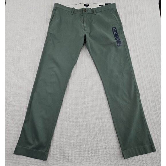 J. Crew Flex Chinos Men's Size 36x32 Green Slim Fit Straight Chino NWT Classic - Picture 1 of 16